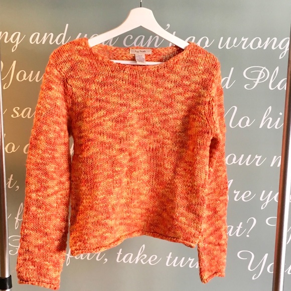 FREE PEOPLE ANTRO ORANGE KNIT SWEATER - Picture 1 of 2